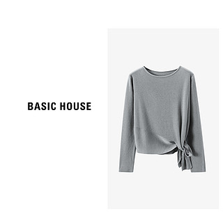 Basic House/百家好轻职场百搭长袖设计感套头毛衣B0623H56192 黑色 F80-125斤