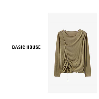 Basic House/百家好 秋季休闲时尚百搭设计感针织衫B0623H55192 黑色 S85-120斤