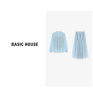 Basic House/百家好新中式薄荷曼波内搭+上下套装B0624H5Y702-1 蓝色 S80-105斤