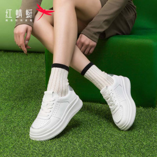 红蜻蜓板鞋女2024春季厚底增高鞋女休闲小白鞋女单鞋wtb14125白/银色