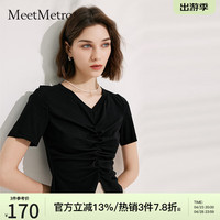 MeetMetro 设计感 女士T恤  黑色【闪电发】 XL