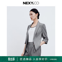奈蔻2024年夏季通勤职业宽松英伦风西装外套女小个子 柔灰色 2XL