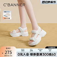 C.BANNER 千百度 女鞋夏季今新款休闲凉鞋时尚星空厚底增高百搭凉鞋度假百搭