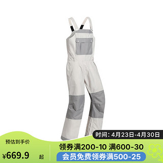 DECATHLON 迪卡侬 滑雪裤背带裤宽松保暖防水工装BIB500月岩灰XL5103626