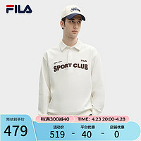 FILA 斐乐 男子针织长袖POLO衫2024春季时尚休闲舒适上衣 云菇白-WT 170/92A/M