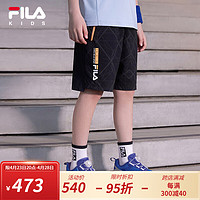 FILA 斐乐 童装儿童裤子2024夏季中大童短裤男童梭织五分裤 满印二-ZB 110