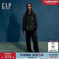 Gap 盖璞 男装新款宽松抓绒保暖直筒印花运动卫裤838148