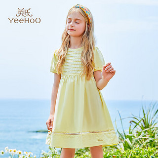 英氏（YEEHOO）女童裙子儿童连衣裙夏季仙女裙中大童装公主裙纯棉夏装 黄色 130 