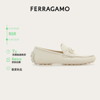 菲拉格慕（Ferragamo）男士白色Gancini扣饰开车鞋 0768041_3E _100/46 