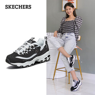 SKECHERS 斯凯奇 休闲运动鞋 D\'lites 黑白熊猫款 情侣款男女同款 66666179-BKW 黑色/白色 37