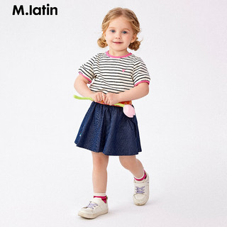 M.Latin/马拉丁童装儿童裤子24夏女大小童假两件腰裙裤牛仔短裤 牛仔蓝 110cm