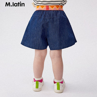 M.Latin/马拉丁童装儿童裤子24夏女大小童假两件腰裙裤牛仔短裤 牛仔蓝 110cm