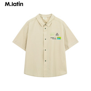 M.Latin/马拉丁童装儿童衬衫24夏男大童小方领设计风短袖衬衫 燕麦色 160cm