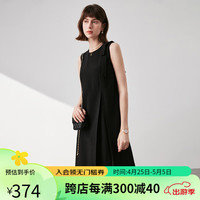 欧黎蔓(OULIMAN)高端黑色醋酸连衣裙女2024夏小个子无袖裙子高级感气质背心裙 黑色 160/84A/S
