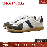 THOM WILLS【舒适软内里】德训鞋男真皮复古休闲鞋小白鞋 灰白色G741 8 /42码