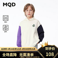 MQD 马骑顿 童装男大童鸳鸯袖拼接连帽卫衣24春索罗娜户外印花图案上衣新 米白 110cm