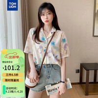 唐狮 TONLION2024春夏短袖衬衫女翻领短袖衬衫WP 米杏色 S