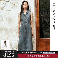 歌力思（ELLASSAY）24夏100%莱赛尔天丝复古设计感无袖牛仔连衣裙女EWD351N00700 牛仔蓝 XS