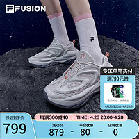 FILA 斐乐 FUSION斐乐潮牌女鞋老爹鞋陨石鞋2024夏季休闲鞋运动鞋 羊皮纸粉/多雾灰-PV 37.5