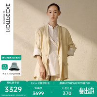 例外(EXCEPTION)【新中式】女装2024春季西装亚麻暗门襟设计H型青果领西服 灰白 34Y(155/80Y)