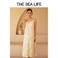 THE SEA LIFEE欧海一生法式碎花裙女24夏季垂感可调节连衣裙 B1123 樱草黄 S