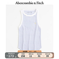 ABERCROMBIE & FITCH女装 24春夏小麋鹿U型领百搭时尚罗纹背心 358171-1 蓝色条纹 XXS (160/80A)