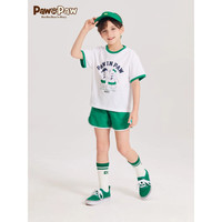 PawinPaw卡通小熊童装2024年夏季男女童撞色运动短袖套装休闲 Green绿色/40 140