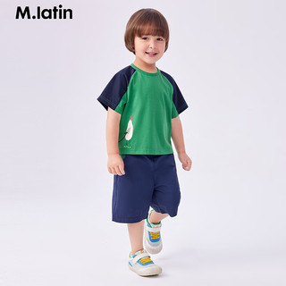 M.Latin/马拉丁童装儿童T恤24夏男女小童印花拼色短袖T恤 森林绿 100cm