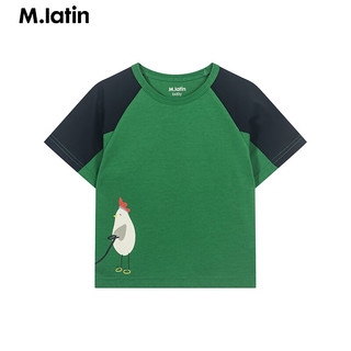 M.Latin/马拉丁童装儿童T恤24夏男女小童印花拼色短袖T恤 森林绿 100cm