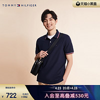 TOMMY HILFIGER Tommy男装商务休闲拼色镶边小绣标短袖POLO衫78J9195