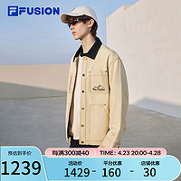 FILA FUSION斐乐潮牌梭织外套男2024春复古撞色翻领工装夹克 莫哈韦砂色-LK 185/104A/XXL