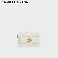 CHARLES&KEITH24夏季菱格拉链斜挎链条小方包女CK2-80671632 Cream奶白色 S