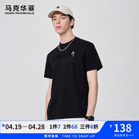 马克华菲【冰氧吧】短袖T恤男2024春夏舒适圆领透气舒适字母潮流T恤衫 001黑色 M