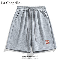 La Chapelle 短裤男夏季男士五分裤宽松男款运动休闲印花半裤棉新款夏 平安喜乐#花灰色 L