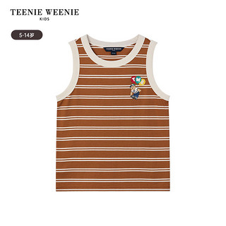 Teenie Weenie Kids小熊童装24夏季男童纯棉撞色条纹背心T恤 象牙白 160cm