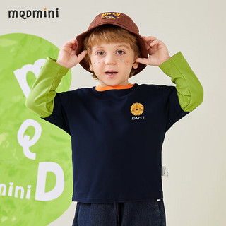 MQDMINI 童装男童T恤长袖儿童圆领上衣小孩打底(小狮子头)深蓝；130