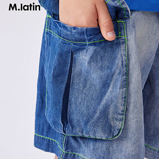M.Latin/马拉丁童装儿童裤子24年夏男大童轻薄梭织短裤 牛仔蓝 150cm