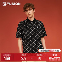 FILA 斐乐 FUSION斐乐潮牌POLO衫男短袖2024夏季新款老花翻领T恤半袖男