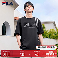 FILA 斐乐 官方男子短袖衫2024夏新华夫格运动T恤男