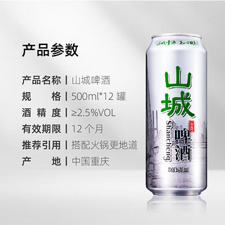 重庆啤酒（ChongQing）山城冰爽500ml*12罐 整箱装 食品美食 500mL 12罐 整箱装 【山城冰爽】