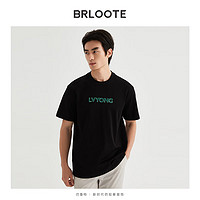 巴鲁特（Brloote）男士100%棉T恤透气柔软顺滑上衣3D立体印花体恤2024夏 黑色 190/108A (56)