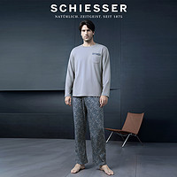 SCHIESSER 舒雅 男士40S纯棉双面布印花圆领睡衣家居服套装21685H