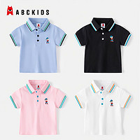 百亿补贴：ABCKIDS 男童短袖T恤夏季新款韩版刺绣儿童POLO衫宝宝夏装上衣潮