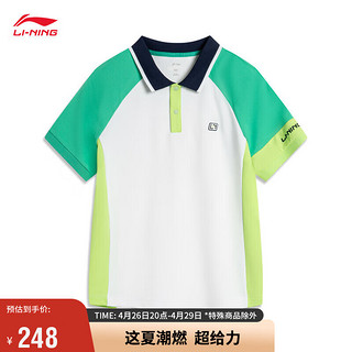 LI-NING 李宁 青少年短袖POLO衫男子2024夏季撞色排湿速干休闲上衣YPLU025