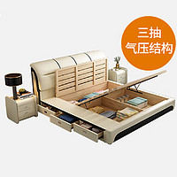 惠寻 京东自有品牌 床 双人床1.8米2米主卧家具简约奶油风皮床储物床 升级三抽气压构造