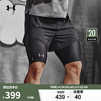 安德玛 UNDERARMOUR）秋冬RUSH SmartForm男子二合一训练运动短裤1377154 黑色001 L