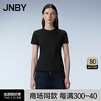 JNBY24夏T恤女丝棉经典极简圆领短袖套头5O4110330 001/本黑 XL