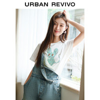 UR2024夏季女装时髦复古丹宁棉质短款休闲背带裤UWL840078 中蓝 26