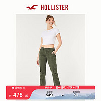 HOLLISTER24年春夏辣妹中腰宽松工装微喇休闲裤 女 358277-1 橄榄绿色 000 (160/58A)