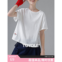 TOYOUTH 初语 开叉短袖t恤女